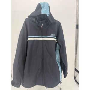 Chaps Ralph Lauren Mens XXL Hooded Windbreaker Jacket Navy Blue 81400R READ